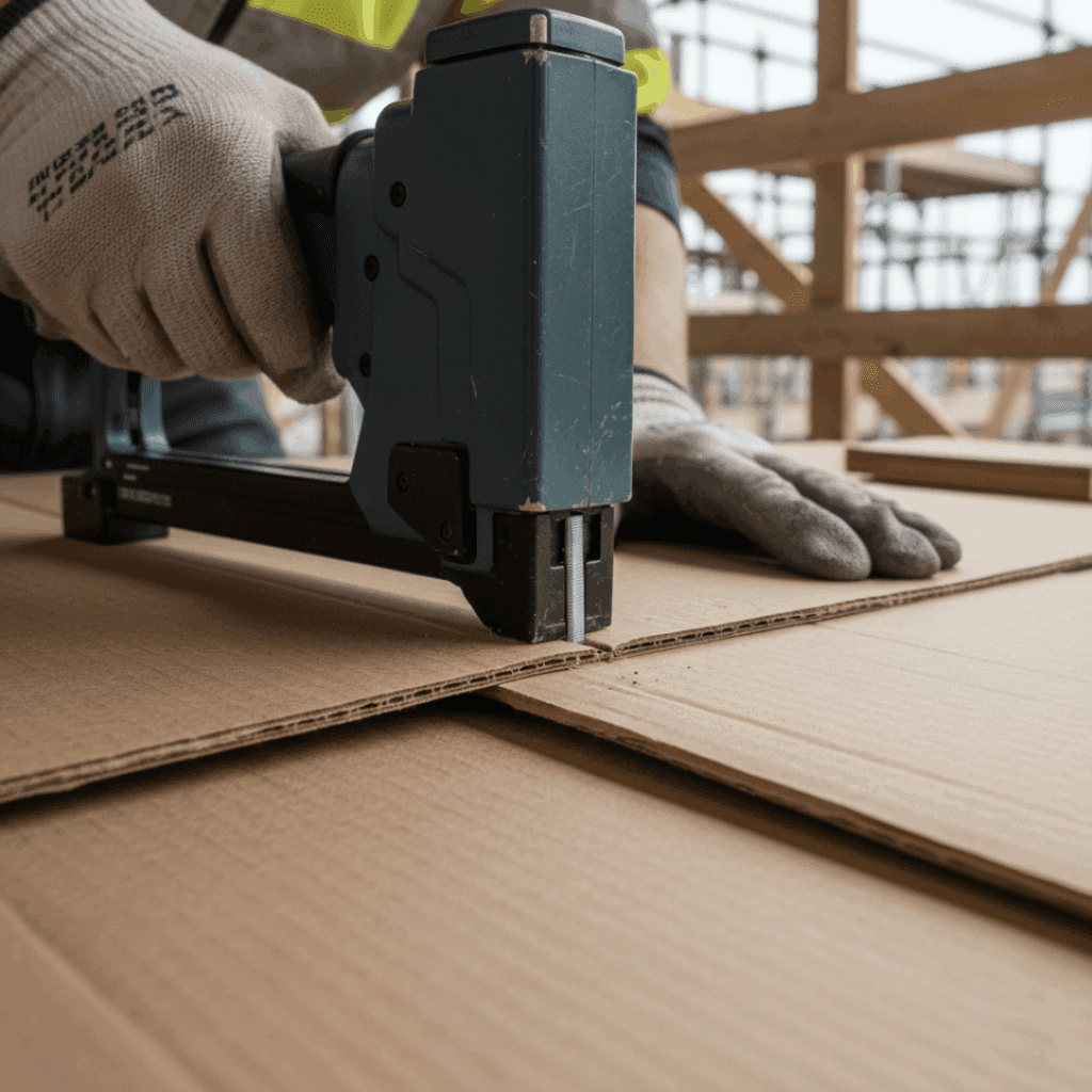 nagels worden erin geschoten met een nagelpistool